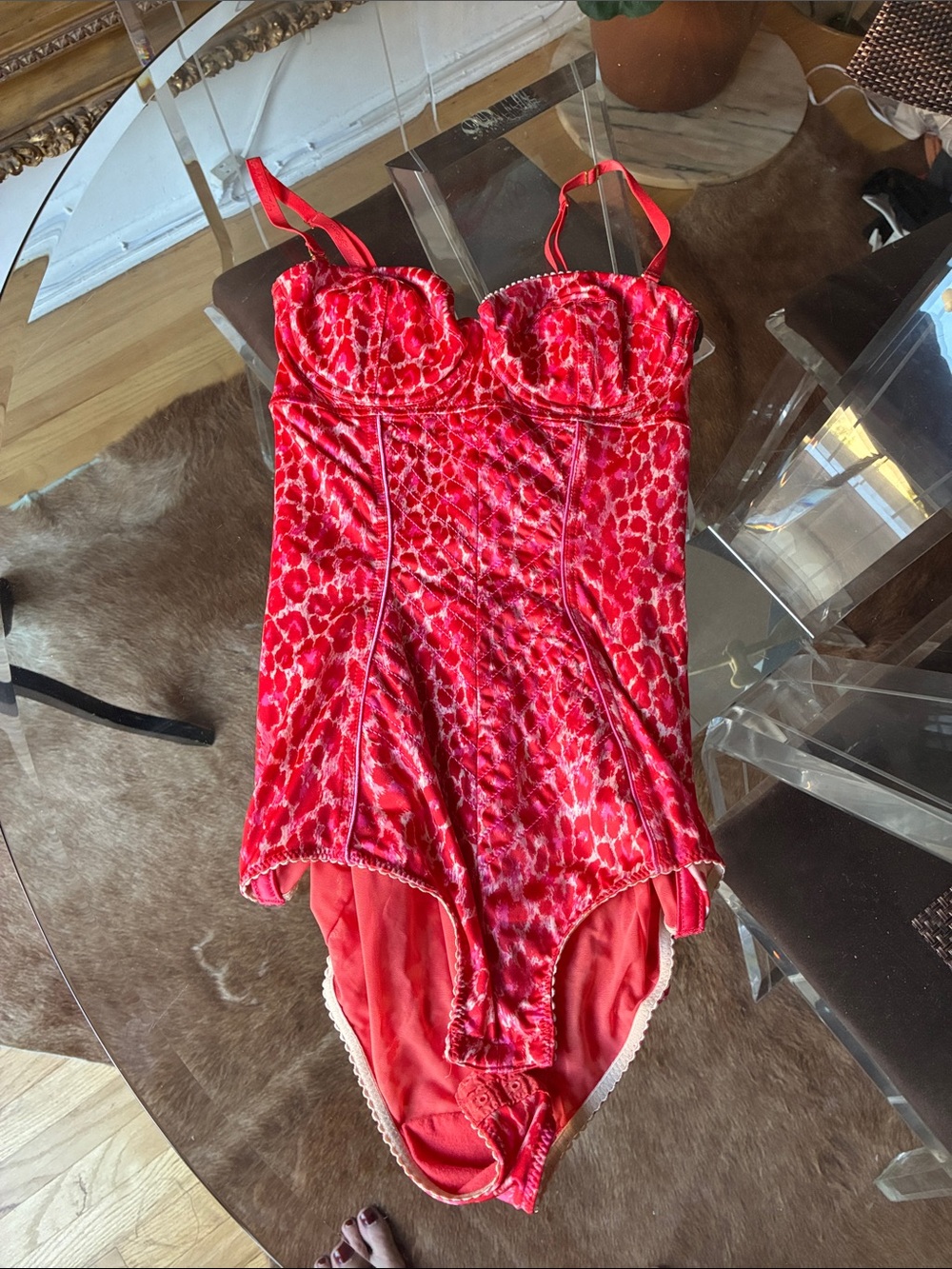 Victoria’s Secret Red Animal-Print Kids One-Piece Swimsuit 34B